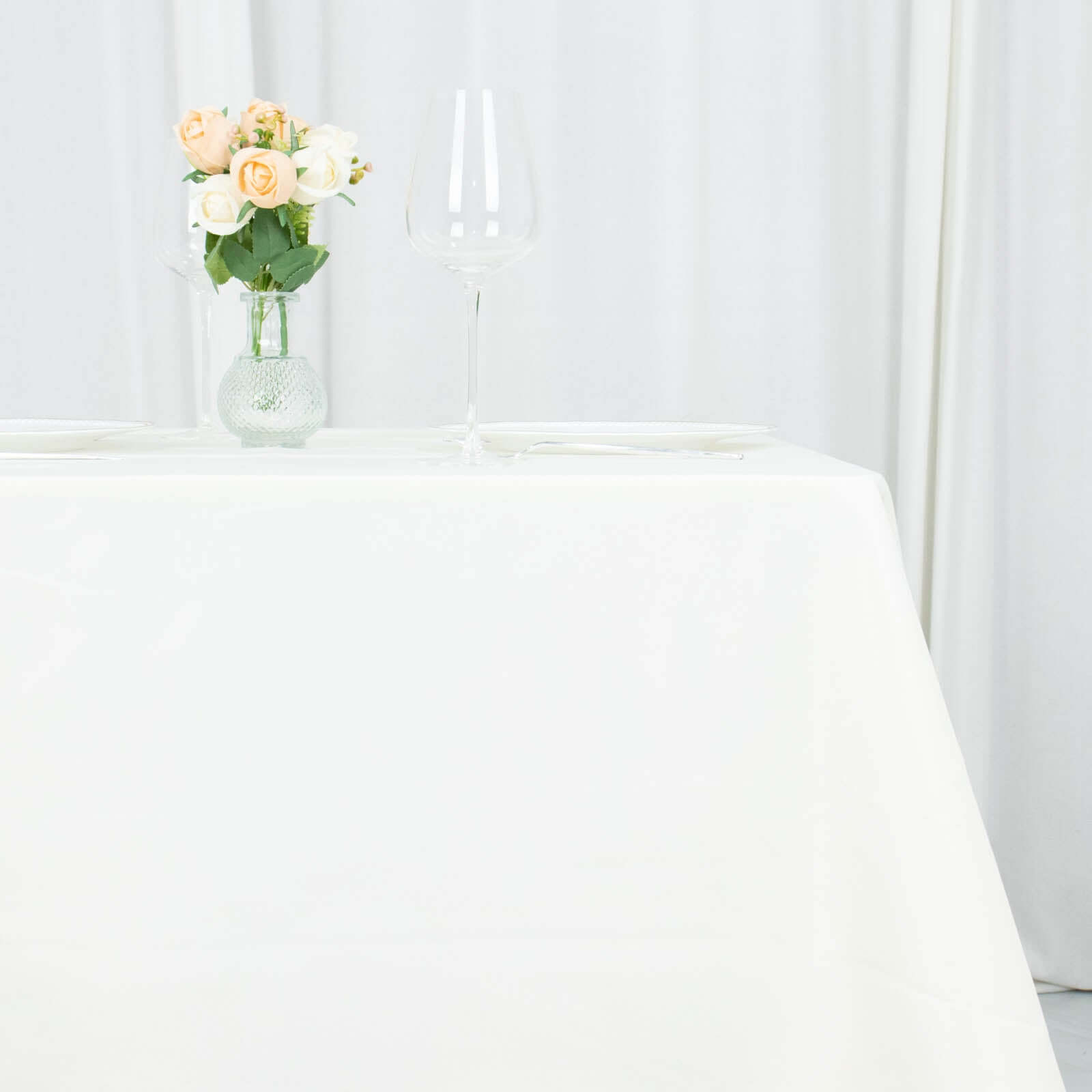 Premium Polyester Square Tablecloth 70"x70" Ivory 220GSM Wrinkle-Resistant Table Cover