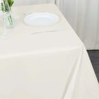 Premium Polyester Square Tablecloth 90"x90" Ivory 220GSM Wrinkle-Resistant Table Cover