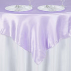 Satin 60"x60" Table Overlay Square Tablecloth Lavender Lilac - Smooth Silky Touch Table Cover