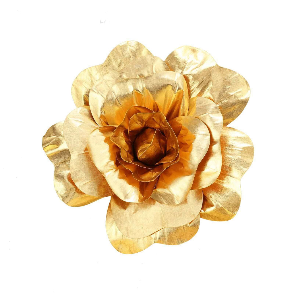 2 Pack 24" Large Metallic Gold Real Touch Artificial Foam DIY Craft Roses