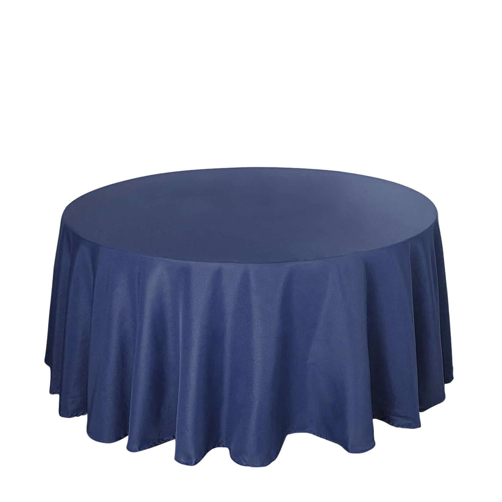Polyester 132" Round Tablecloth Navy Blue - Seamless Chic Table Cover
