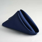 5 Pack Satin 20"x20" Napkins Navy Blue - Luxurious Shine & Smooth Dinner Napkins