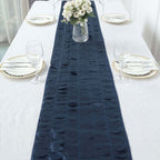 Taffeta Fabric 12"x108" Table Runner Navy Blue - 3D Leaf Petal Design