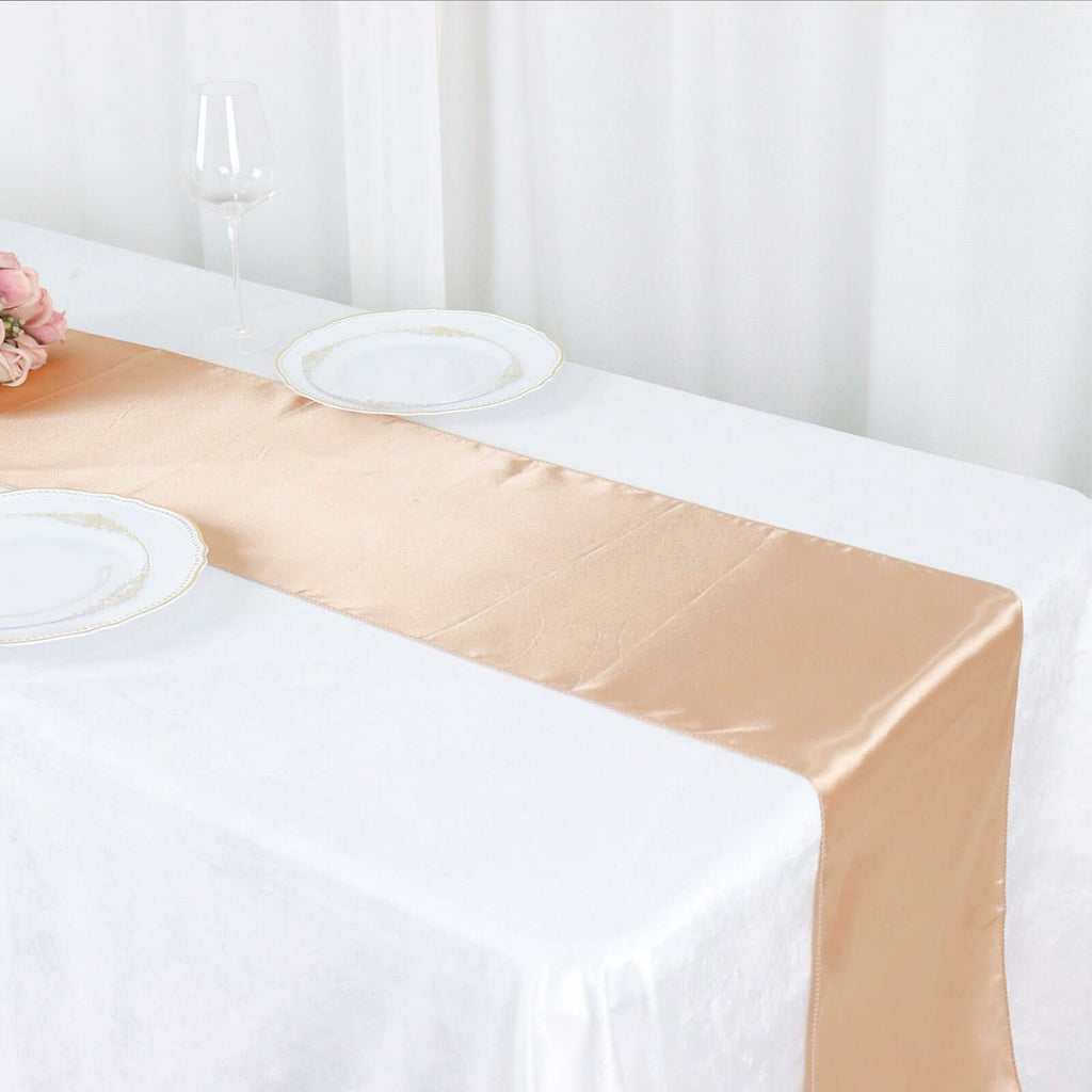 Satin 12"x108" Table Runner Nude - Stylish Table Linen