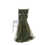 5 Pack Chiffon Chair Sashes Olive Green - Soft & Lightweight Designer Chair Bows 22"x78"