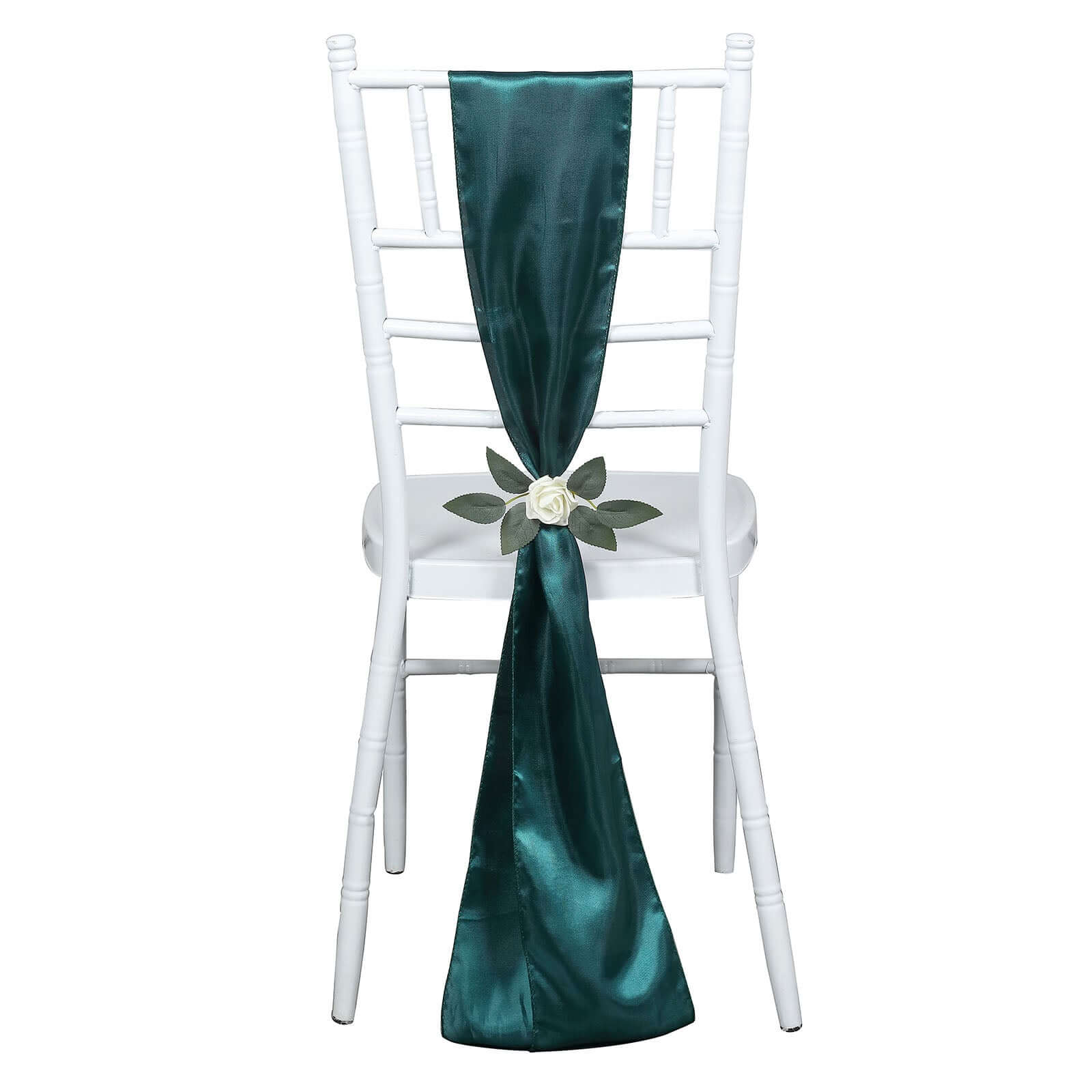5 Pack Satin Chair Sashes Peacock Teal - Durable Chair Bows with Shiny Finish 6"x106"