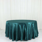 Satin 120" Round Tablecloth Peacock Teal - Stylish Seamless Table Cover