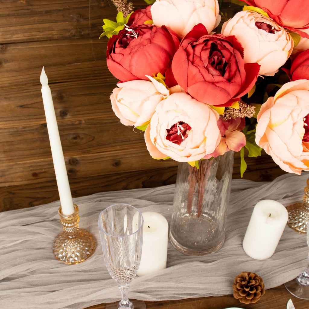 2 Pack 19" Burgundy Dusty Rose Artificial Peony Flower Wedding Bouquets, Faux Silk Flower Arrangements