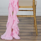 Chiffon Chair Sash with Curly Design Pink - Stylish Chair Decorations