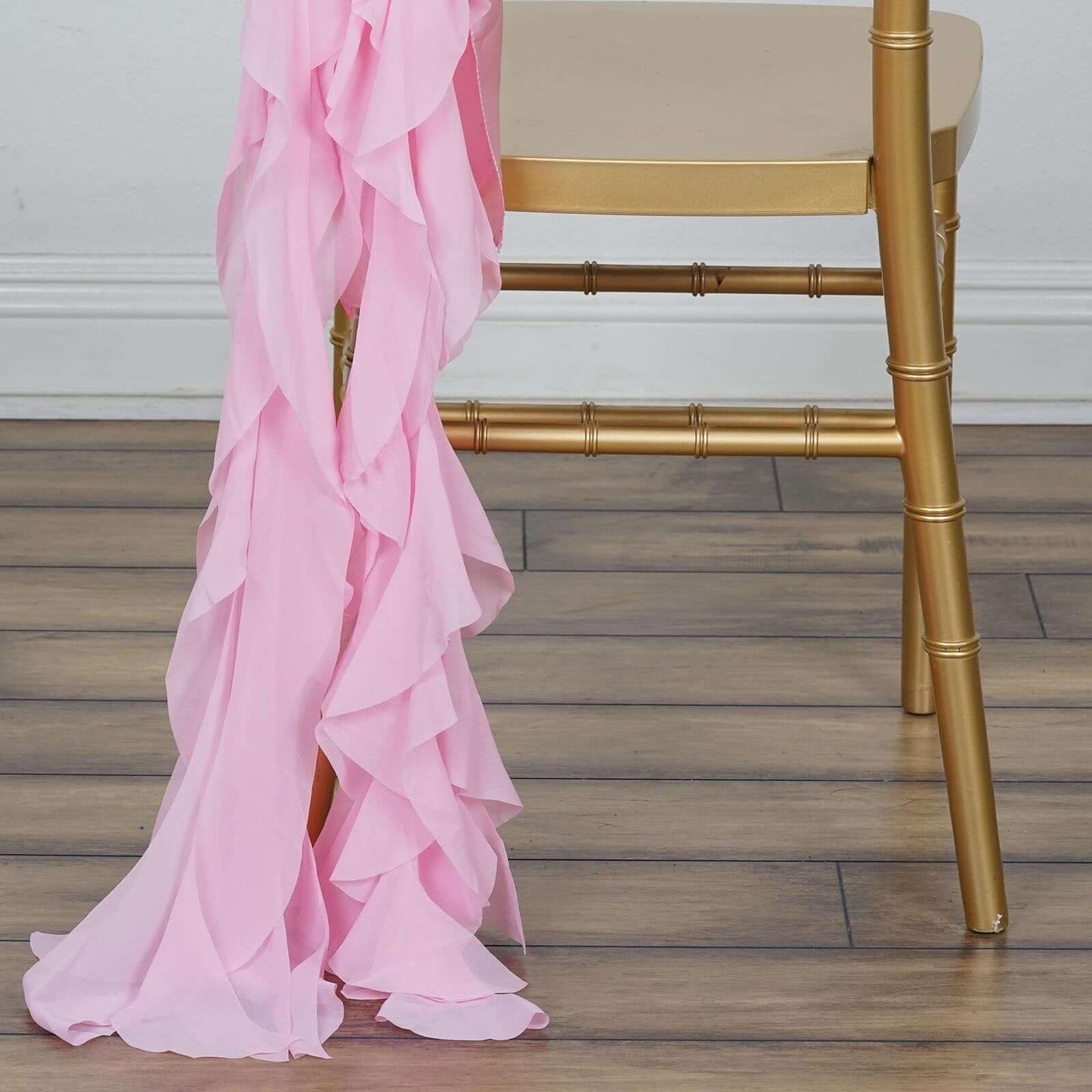 Chiffon Chair Sash with Curly Design Pink - Stylish Chair Decorations