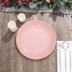 10-Pack Plastic 10" Round Dinner Plates in Dusty Rose with Gold Rim - Glossy Disposable Party Plates