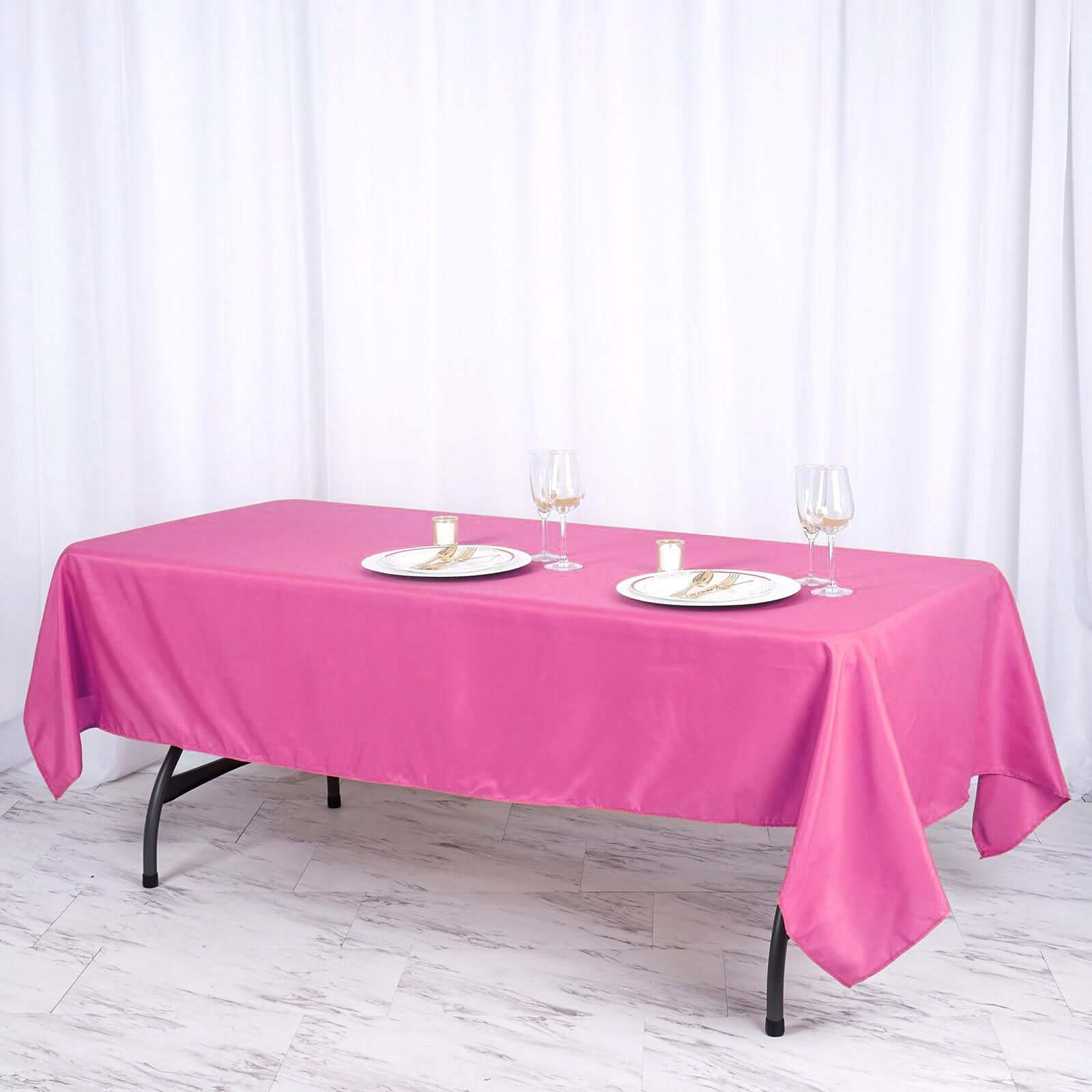 Polyester 60"x102" Rectangle Tablecloth Fuchsia - Durable and Stylish Table Cover