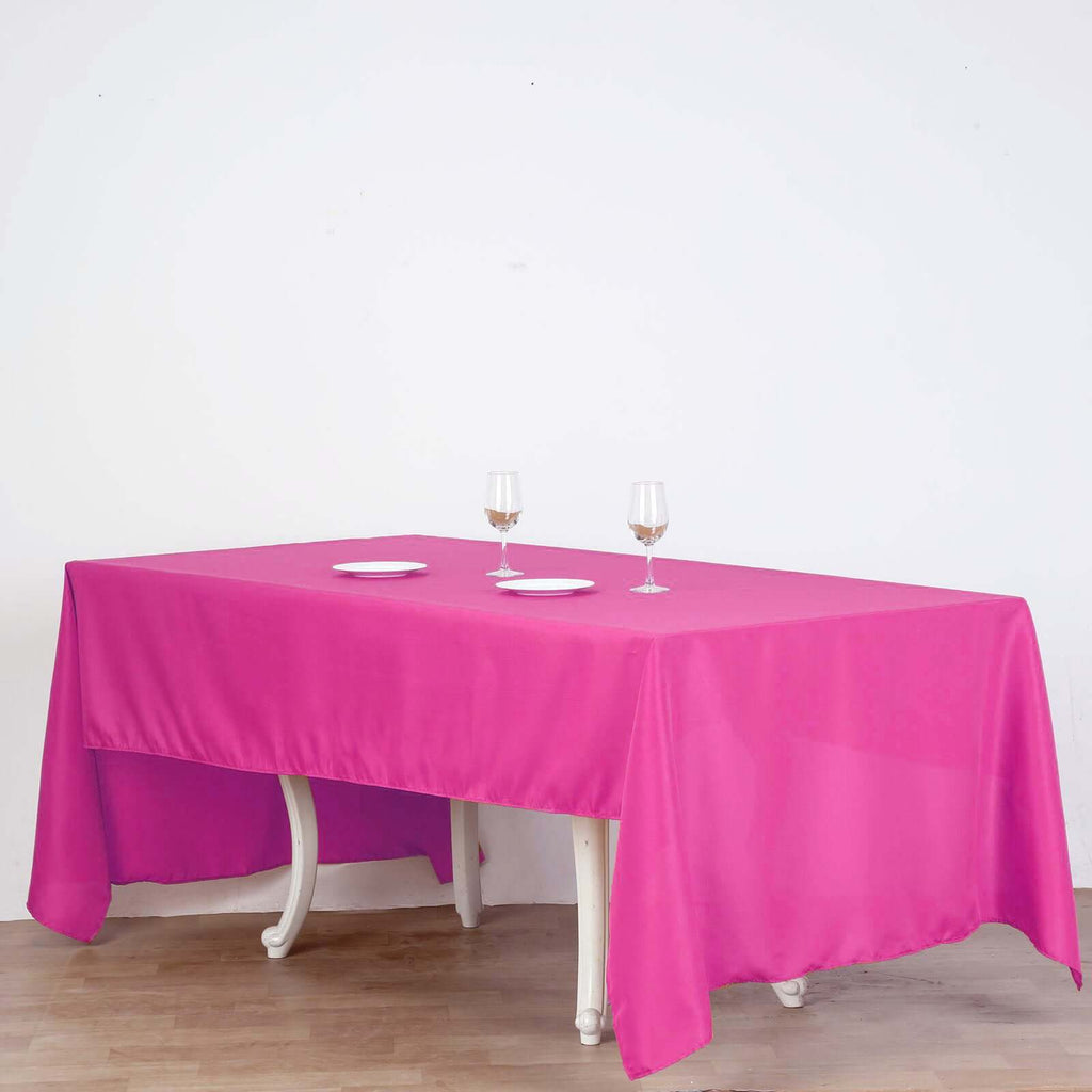Polyester 60"x126" Rectangle Tablecloth Fuchsia - Wrinkle-Resistant Table Cover