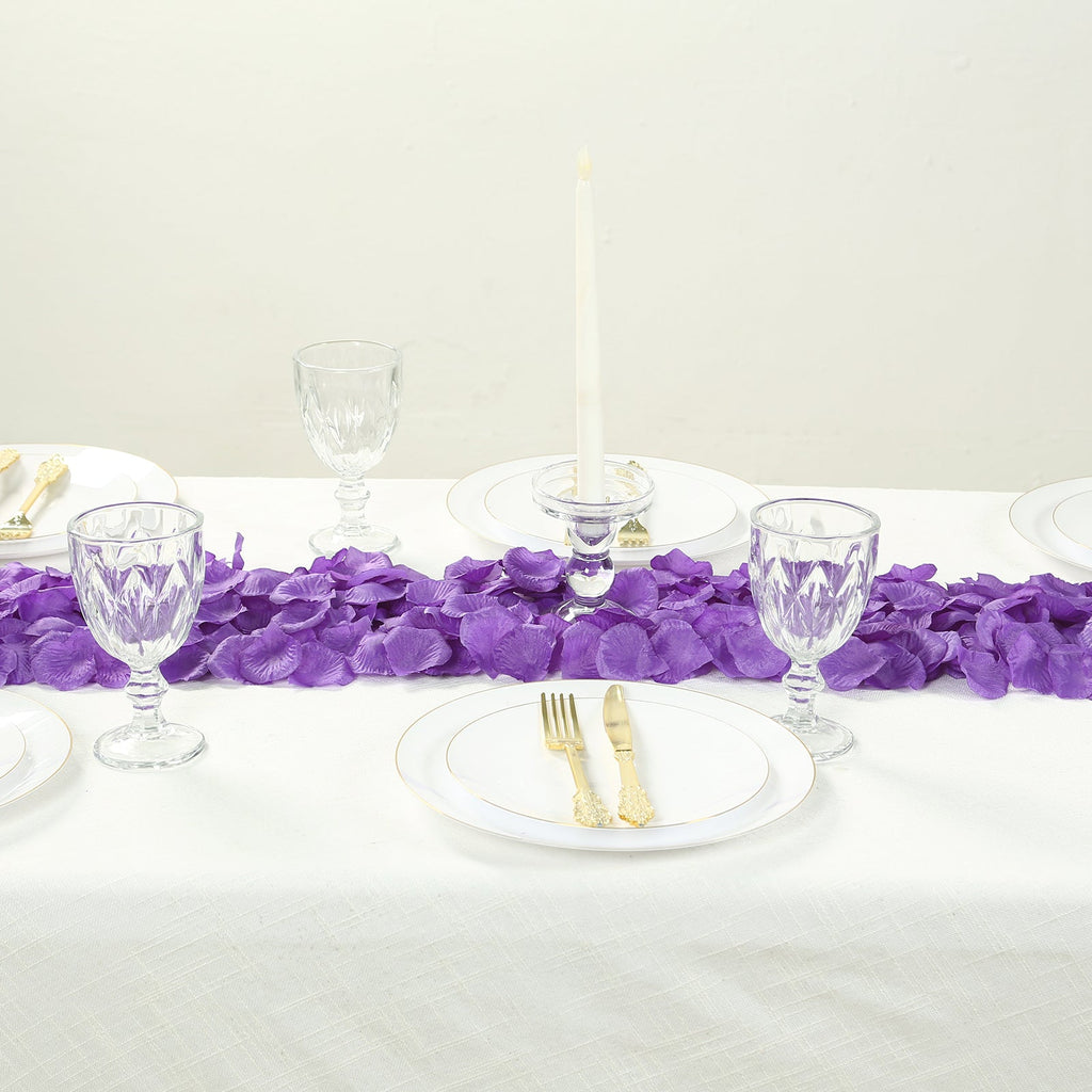 500-Pack Rose Petals Round Design Purple Silk Confetti - Decorative Scatters for Tables and Floors
