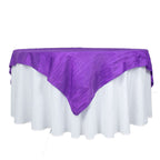 Taffeta 72"x72" Table Overlay Square Tablecloth Purple - Accordion Crinkle Table Cover