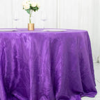 Taffeta 132" Round Tablecloth Purple - Seamless Accordion Crinkle Table Cover