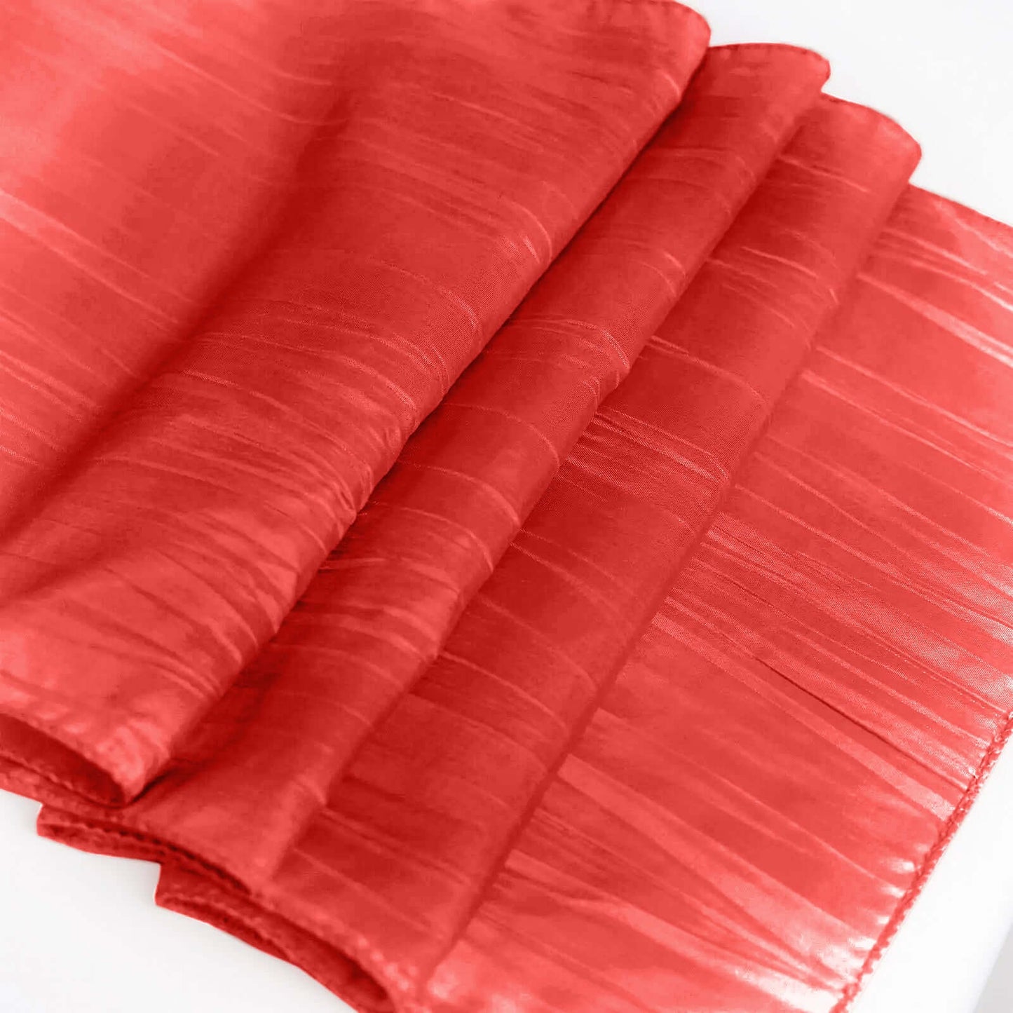 Taffeta 12"x108" Table Runner Red - Accordion Crinkle Design