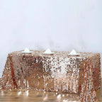 Sequin 90"x156" Rectangle Tablecloth Rose Gold - Seamless Big Payette Table Cover