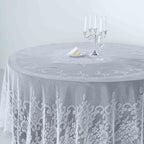 Lace 108" Round Tablecloth White - Premium Design for Formal Table Settings