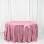 Sequin 120" Round Tablecloth Pink - Seamless Glittering Table Cover