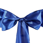 5 Pack Satin Chair Sashes Royal Blue - Durable Chair Bows with Shiny Finish 6"x106"