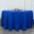 Premium Polyester 120" Round Tablecloth Royal Blue - Seamless 220GSM Wrinkle-Resistant Table Cover