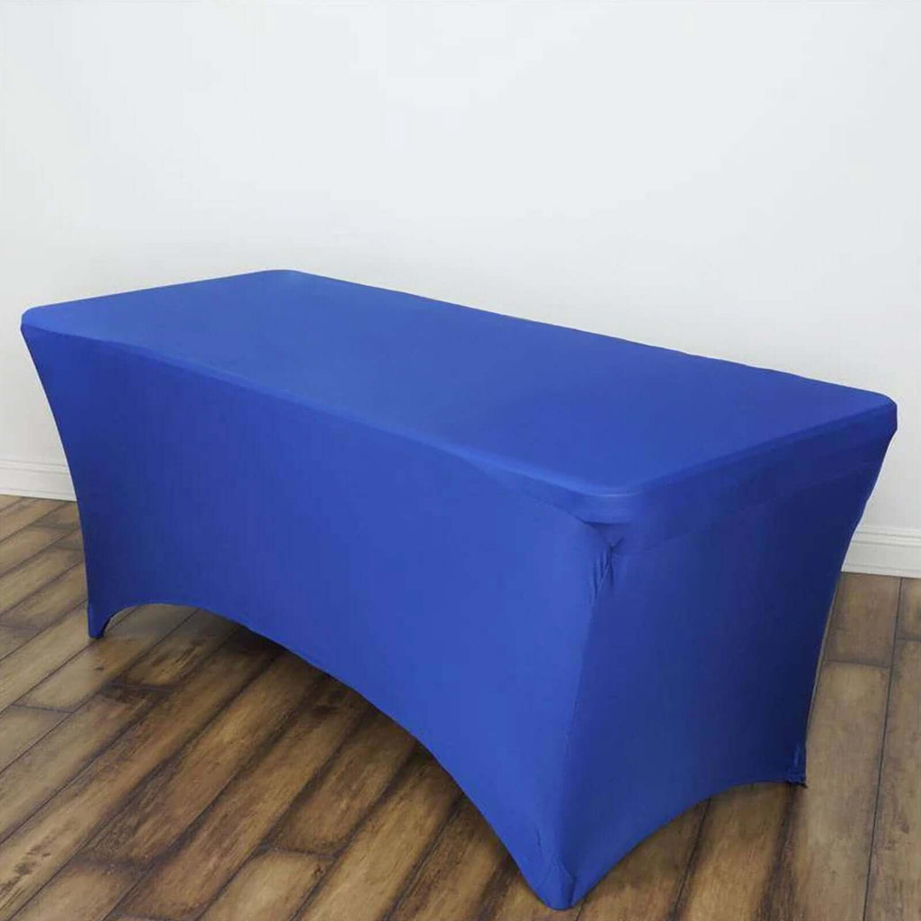 Stretch Spandex 6ft Rectangle Tablecloth Royal Blue - Durable Form-Fitting Table Cover