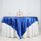 Satin 90"x90" Table Overlay Square Tablecloth Royal Blue - Smooth Finish Table Topper