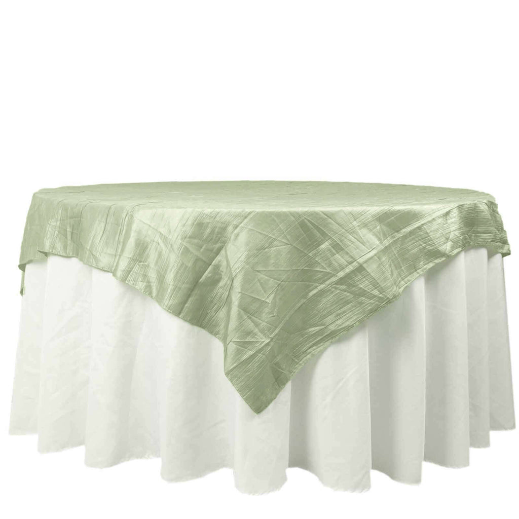 Taffeta 72"x72" Table Overlay Square Tablecloth Sage Green - Accordion Crinkle Table Cover