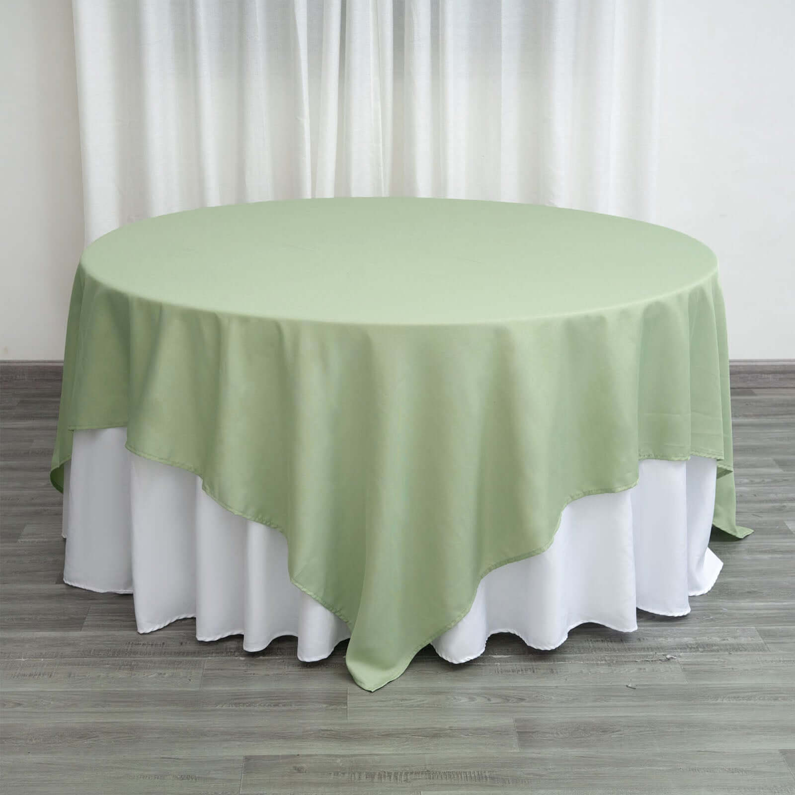 Polyester 90"x90" Table Overlay Square Tablecloth Sage Green - Wrinkle-Resistant & Durable Table Cover