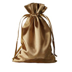 12 Pack 6"x9" Antique Gold Satin Wedding Party Favor Bags, Drawstring Pouch Gift Bags
