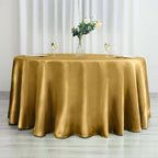 Satin 120" Round Tablecloth Gold - Stylish Seamless Table Cover for Weddings & Events