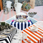 Satin 60"x102" Rectangle Tablecloth Black/White - Stripe Design with Stylish Smooth Finish Table Cover