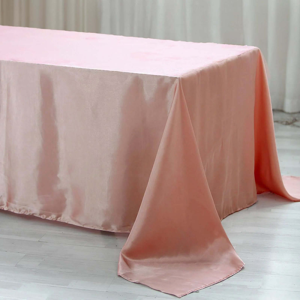 Satin Rectangular 90"x156" Tablecloth Dusty Rose - Seamless Table Cover
