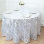 Sequin 120" Round Tablecloth Silver - Seamless Diamond Glitz Table Cover