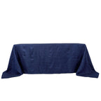 Taffeta 90"x132" Rectangle Tablecloth Navy Blue - Seamless Accordion Crinkle Table Cover
