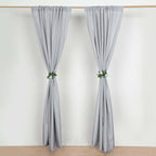 2 Pack Silver Polyester Event Curtain Drapes, 10ftx8ft Backdrop Event Panels With Rod Pockets 130 GSM
