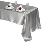 Satin Rectangular 60"x126" Tablecloth Silver - Smooth and Lustrous Table Cover