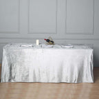 Premium Velvet 90"x156" Rectangle Tablecloth Silver - Reusable Soft & Seamless Table Cover