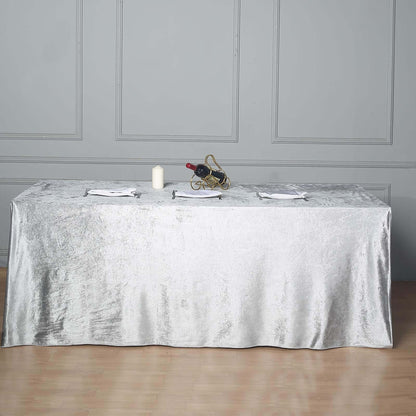 Premium Velvet 90"x156" Rectangle Tablecloth Silver - Reusable Soft & Seamless Table Cover