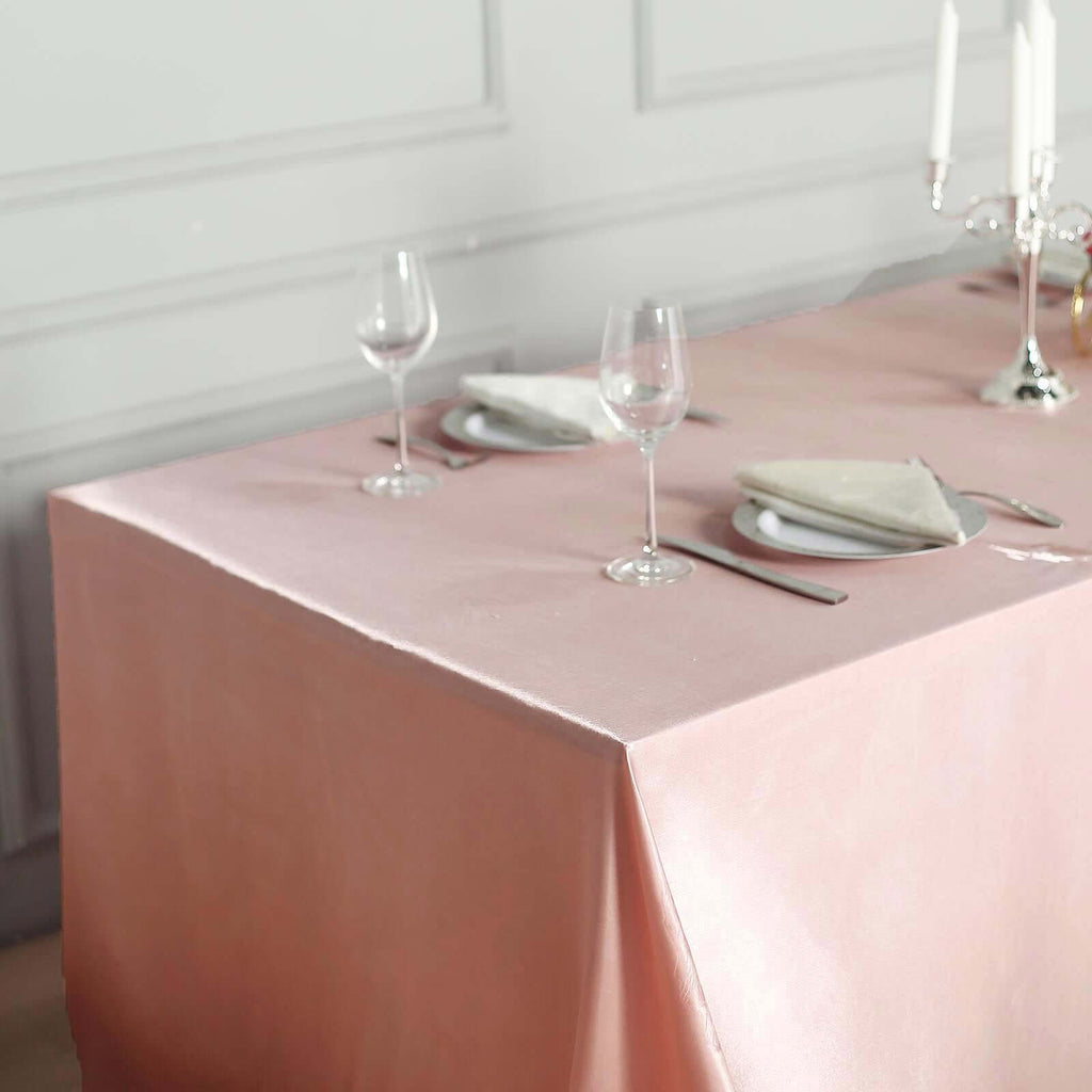 Satin Rectangular 60"x126" Tablecloth Dusty Rose - Smooth and Lustrous Table Cover