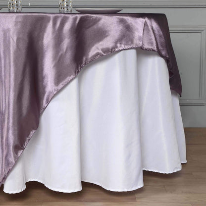 Satin 60"x60" Table Overlay Square Tablecloth Violet Amethyst - Smooth Silky Touch Table Cover
