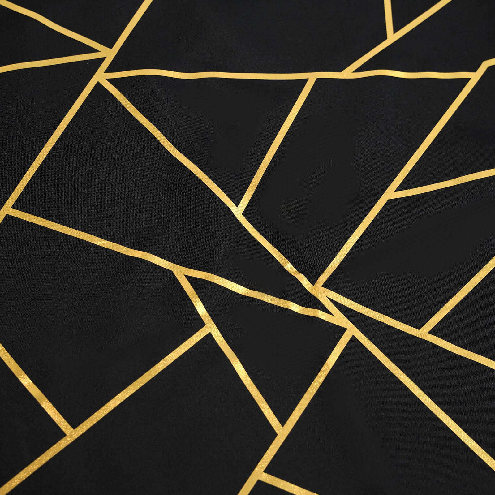 Polyester 54"x54" Table Overlay Square Tablecloth Black with Gold Foil Geometric Pattern - Wrinkle-Resistant & Durable Table Topper