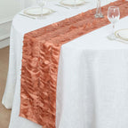 Taffeta Fabric 12"x108" Table Runner Terracotta (Rust) - 3D Leaf Petal Design