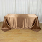 Satin Rectangular 90"x132" Tablecloth Taupe - Seamless Table Cover