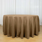 Polyester 120" Round Tablecloth Taupe - Seamless Wrinkle-Resistant Table Cover