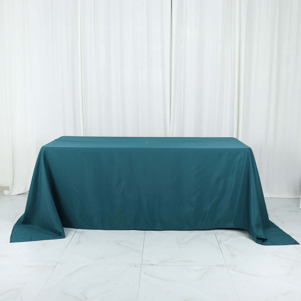 Polyester 90"x132" Rectangle Tablecloth Peacock Teal - Seamless Wrinkle-Resistant Table Cover