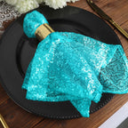 Sequin 20"x20" Napkin Turquoise - Shimmering Dinner Napkin