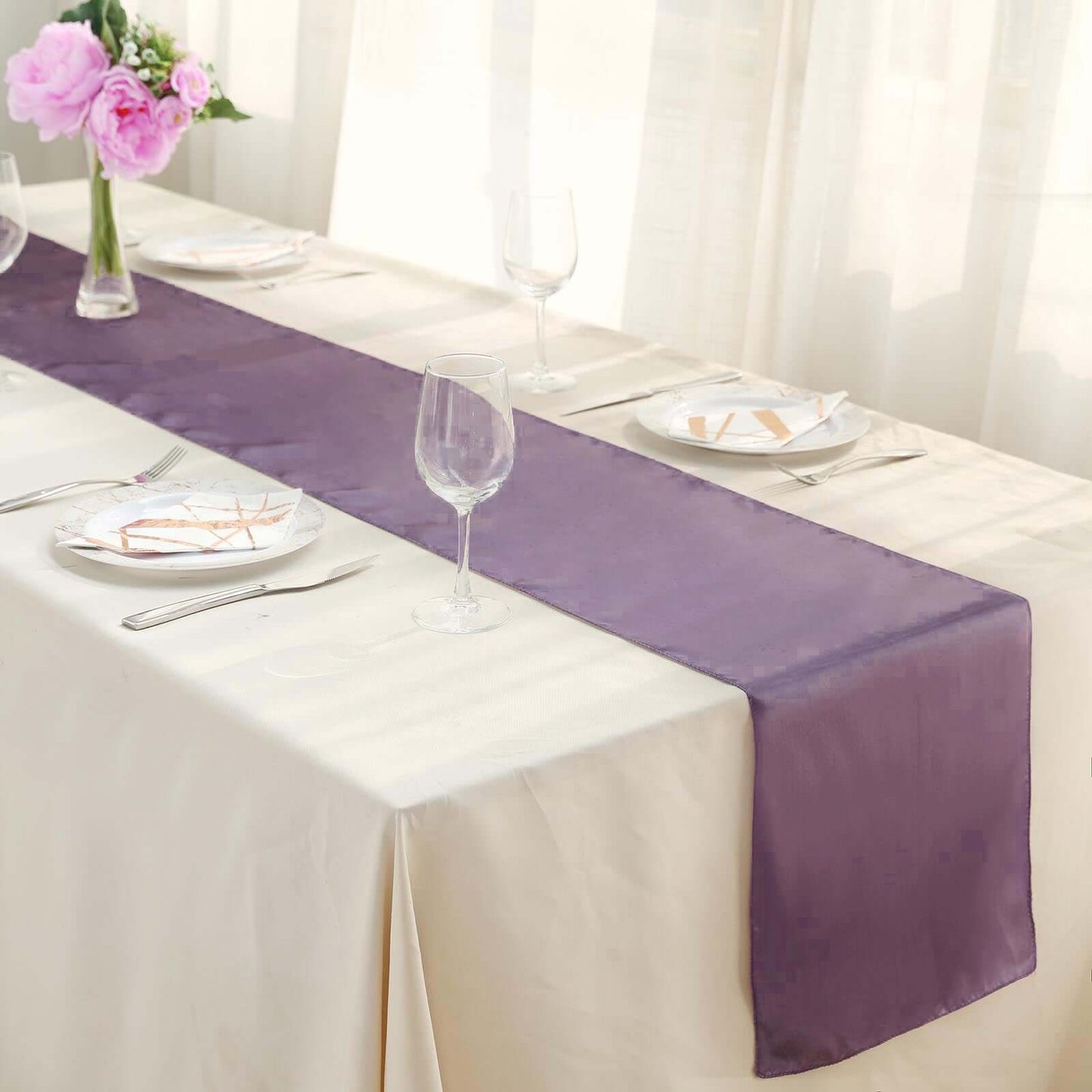 Satin 12"x108" Table Runner Violet Amethyst - Stylish Table Linen