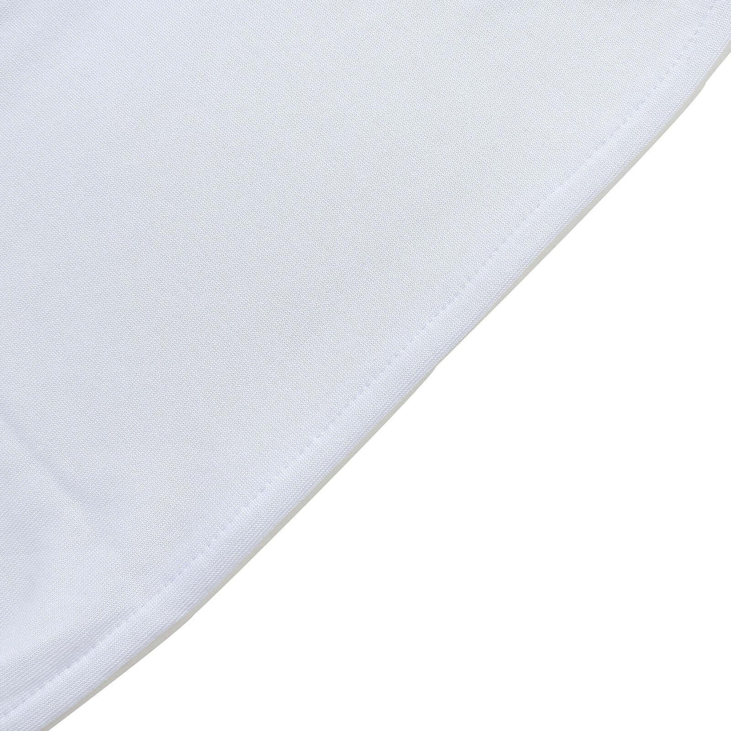 5 Pack Stretch Spandex Chair Sashes White - Classy Reusable Chair Bands with Silver Diamond Ring Slide Buckle 5"x14"